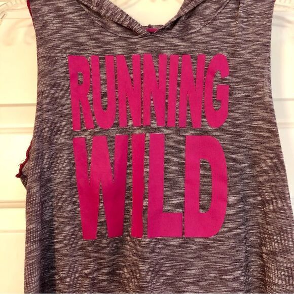 #EVCR Running Wild Hooded Sleeveless Top with Purple and White Stripes size M - Picture 2 of 8